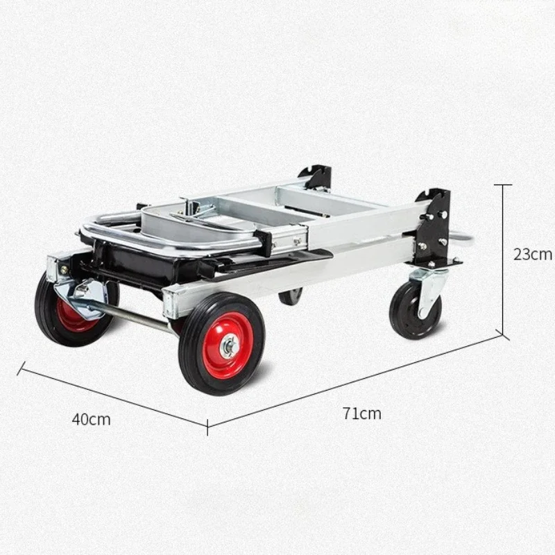 Folding Hand Truck Cart Adjustable Handle Logistic Trolley Aluminum Alloy Flatbed Multifunctional Portable Transport Cargo Dolly