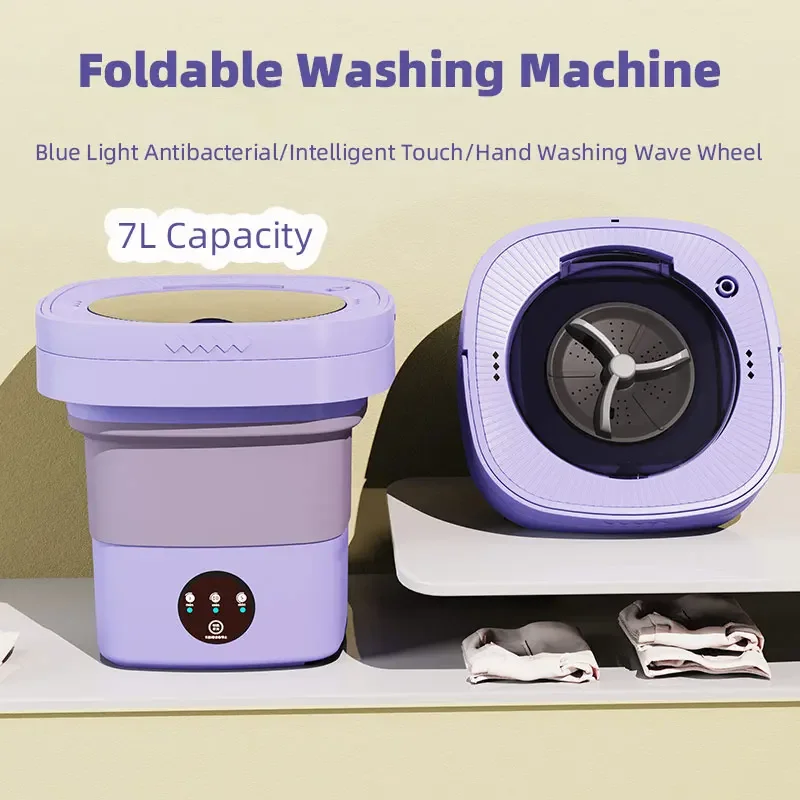 

Mini Automatic Folding Washing Machine,Portable Underwear Elution Washer,7L Capacity,3 Speed Strong Power Cleaning,Health