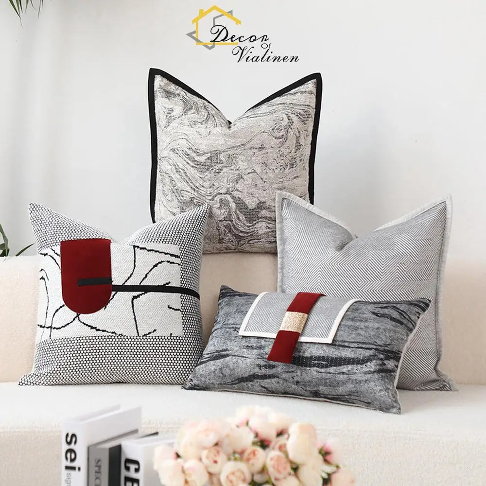 New Chinese style sofa pillow cover, light wind cushion cover, clip edge metal soft fitting pillowcase, office backrest cushion