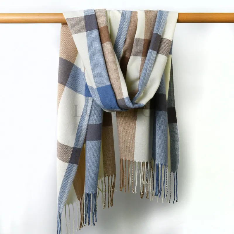 Luxury Plaid Scarf Winter Warm Cashmere Women Long Pashmina Foulard Female Scarves Lady Tassel Shawl Wraps 2022 Design New