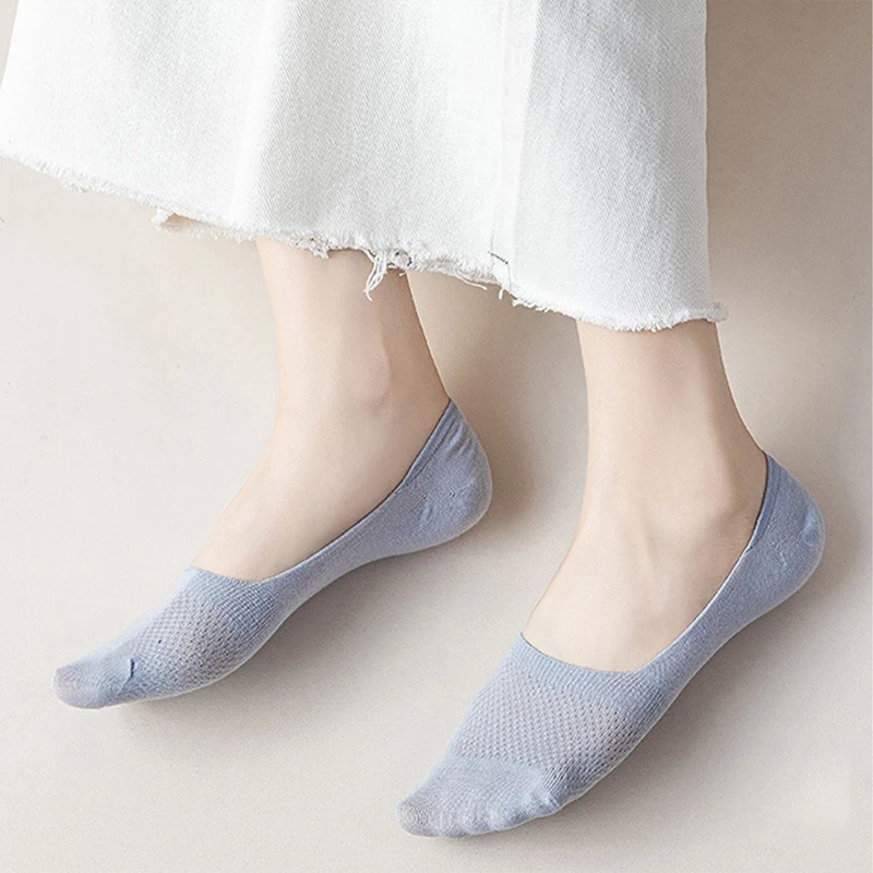 Summer New Fashion Solid Color Casual Breathable Mesh Socks Boat Socks For Women