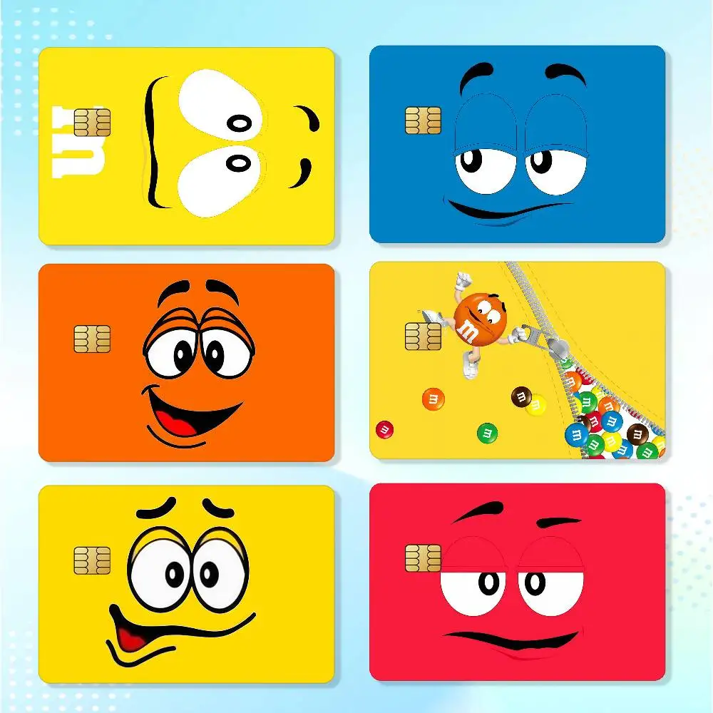 Fashion Candy Credit Skin Cover Card Stickers 4PCS Film Bus Pass Front Decoration Bank Debit Waterproof M-Ms-S