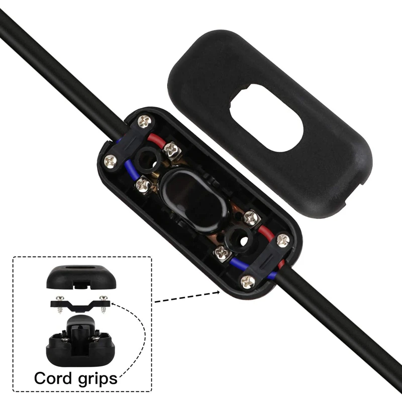 5ชิ้นสวิตช์แบบอินไลน์สวิตช์ทอร์ปิโด6แอมป์สวิทช์โคมไฟอินไลน์คันโยก AC 250V เปลี่ยนสวิตช์สายไฟอินไลน์