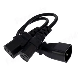 Wholesale 1pcs Single C14 to Dual C13 5-13R Short Power Y Type Splitter Adapter Cable Cord 30cm