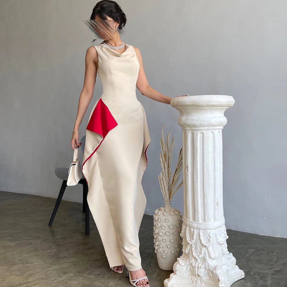 

Formal Straight White Ankle Length V Neck Satin Sleeveless Evening Dress Simple Pleats Saudi Arabia Bespoke Occasion Gowns