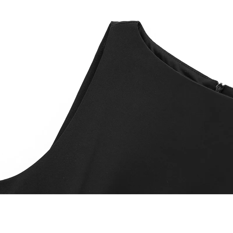 Gonna senza maniche sexy elasticizzata con piume nere con spalle scoperte Reggiseno stretto Abito da donna alla moda Abito da sera da donna