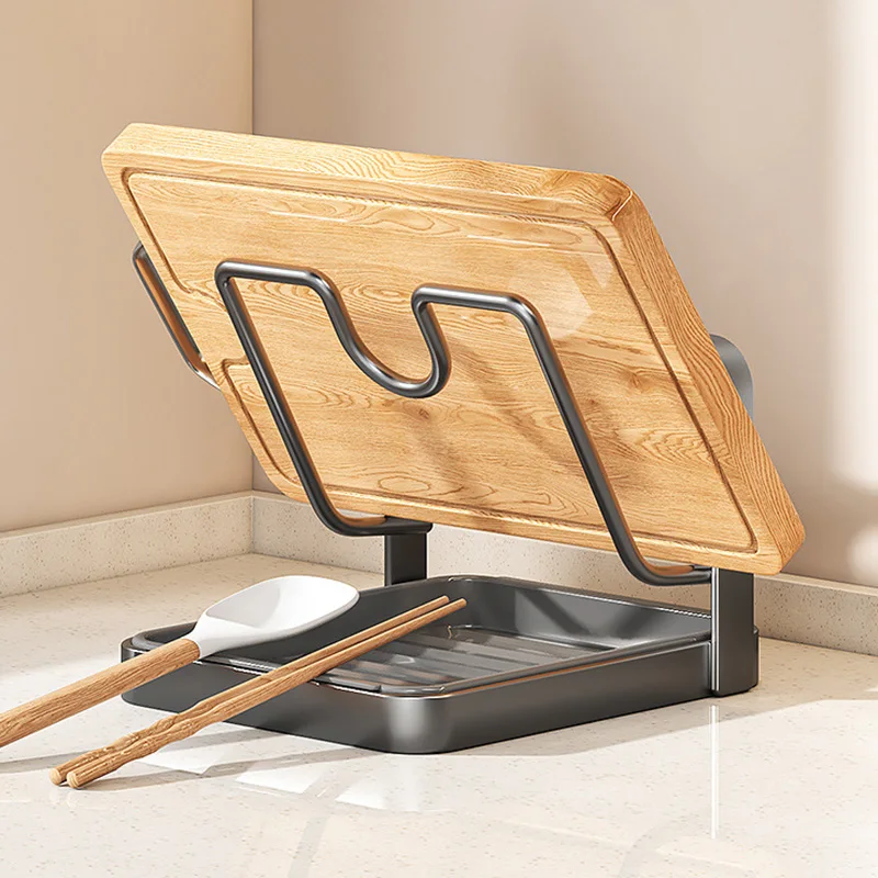 ​Kitchen Pot Lid Rack No Drill Pot Lid Organizer Kitchen Space Saving Countertop Organizer Rack with Drainage Tray Easy to Clean