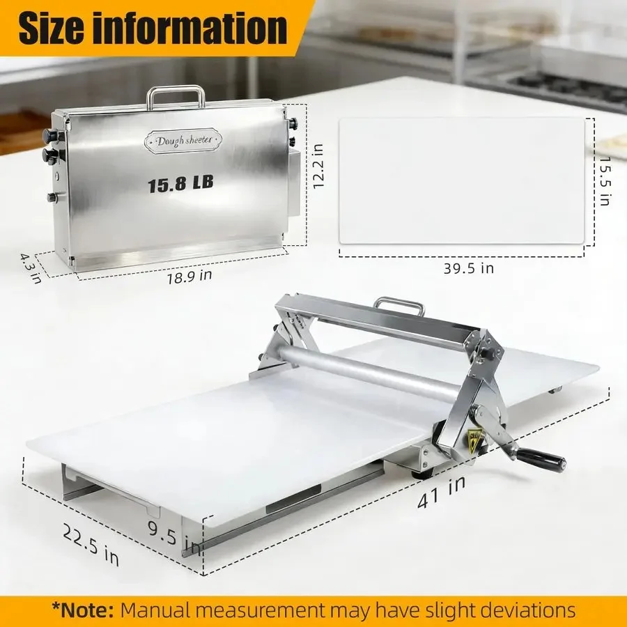 Dough Sheeter 155 Folding Dough Rolling Machine Manual Stainless Steel 55 Adjustable Thicknesses