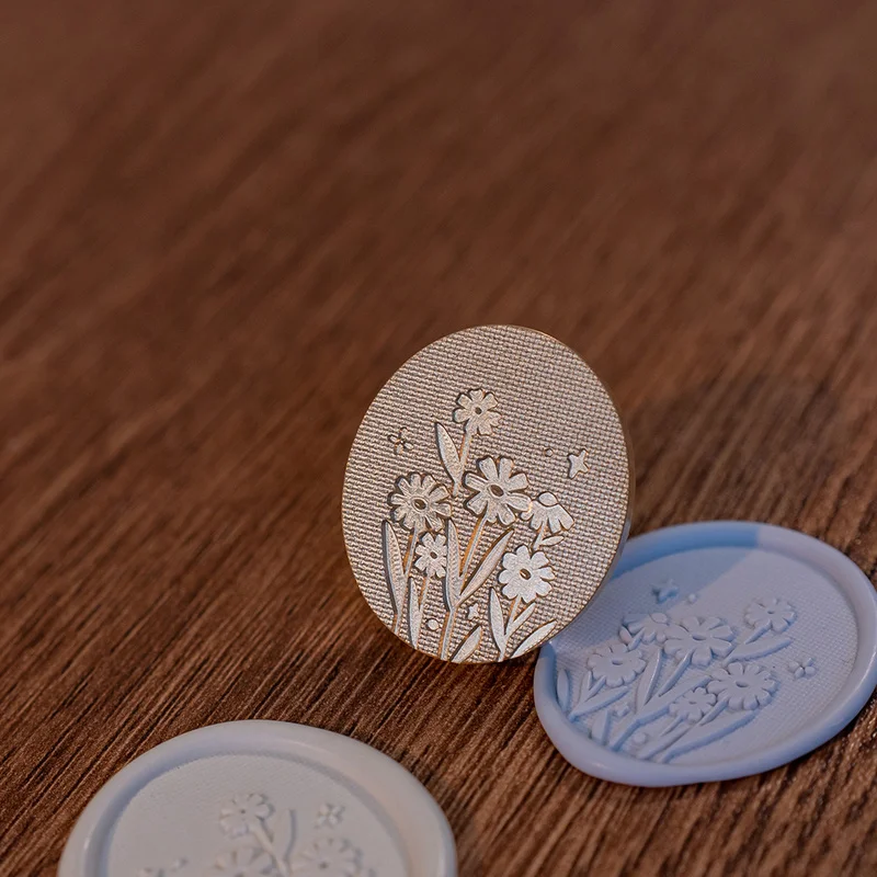 New 3D Brass Wax Seal Stamp Head Chamomile Ellipse Embossed Seal Toy DIY Personalized Scrapbook Wedding Invitation Sealing