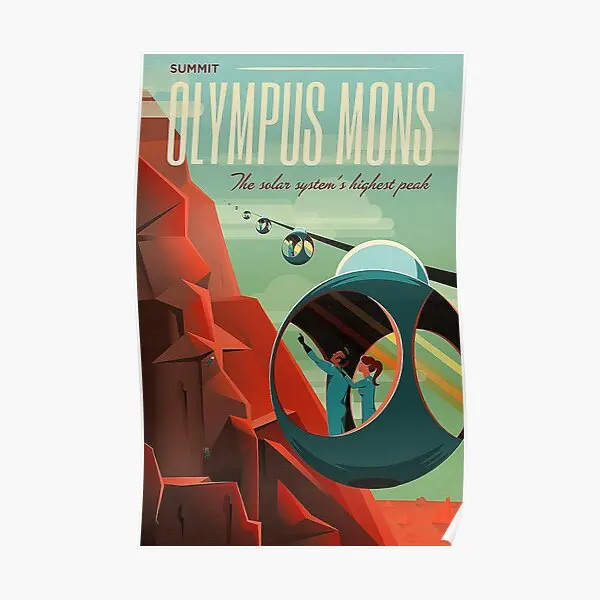 Póster Artístico de viaje de Olympus Mons, pintura Mural divertida para pared de habitación, impresión moderna Vintage, decoración de imagen para el hogar sin marco