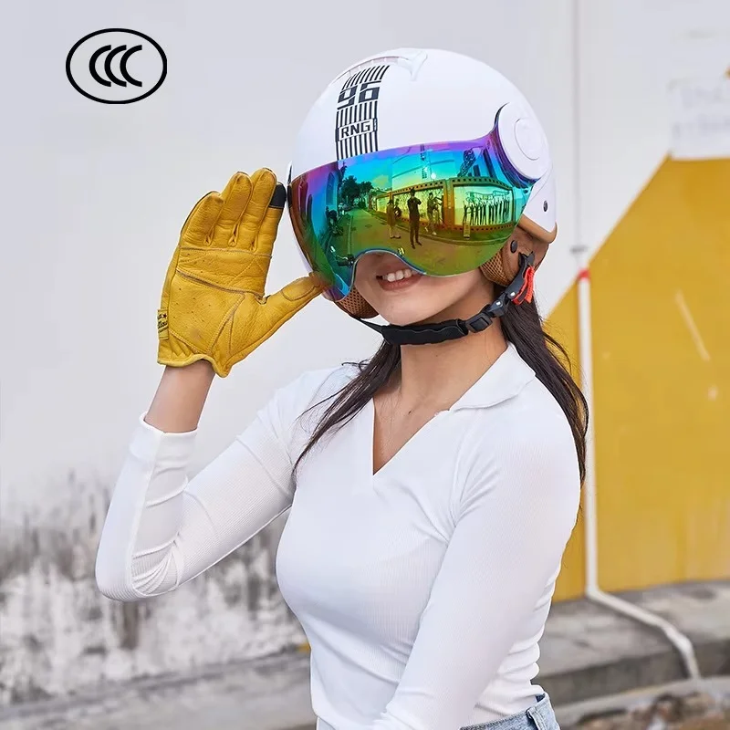 RNG Motorcycle Retro Helmet Unisex Electric Vehicle Half Helmet 3C Cascos Para Moto Motorbike Helmet 헬멧 Шлем Для Мотоцикла