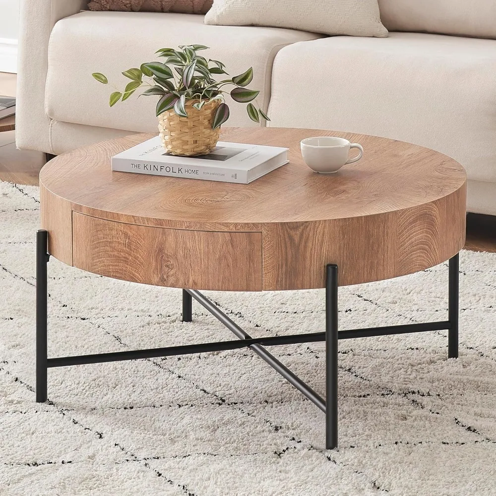 

2-Piece Nesting Farmhouse Round Coffee Tables Set | Wooden Living Room Small Sofa Tables
