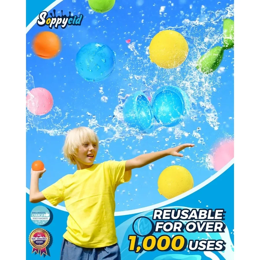 Palloncini d'acqua riutilizzabili da 15 pezzi, riempimento rapido, giocattoli da bagno in piscina per bambini, giocattolo d'acqua estivo per ragazzi e ragazze, palline per bombe d'acqua, famiglia Wate