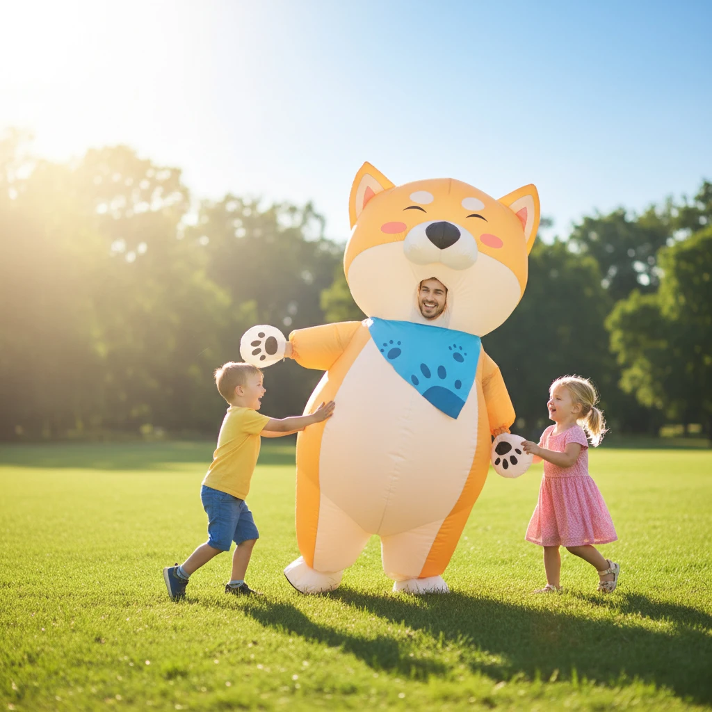 Inflatable Costume Adult Shiba Inu Funny Blow Up Dog Suit Cute Unisex for Halloween Christmas Party Cosplay (155-190CM)