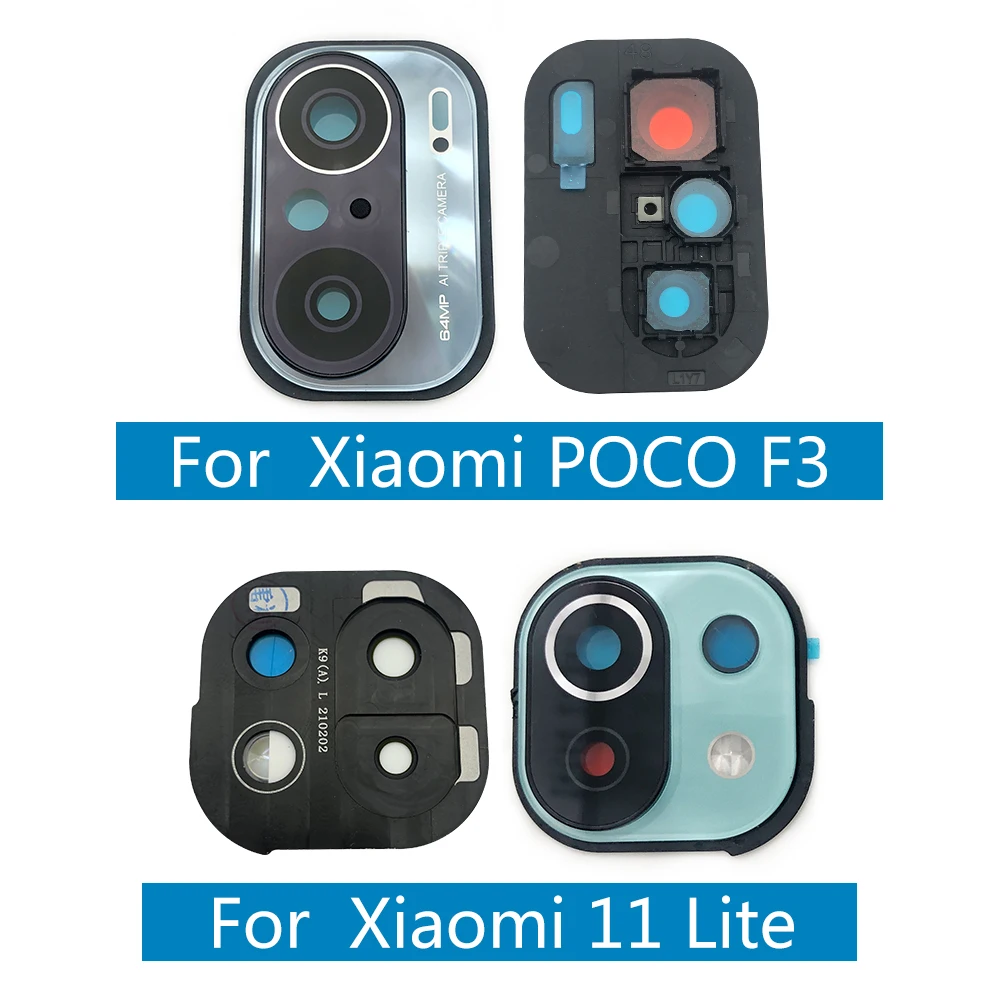 For Xiaomi Mi 11 Lite / Poco F3 Housing Back Rear Camera Glass Lens With Cover Frame With Adhensive