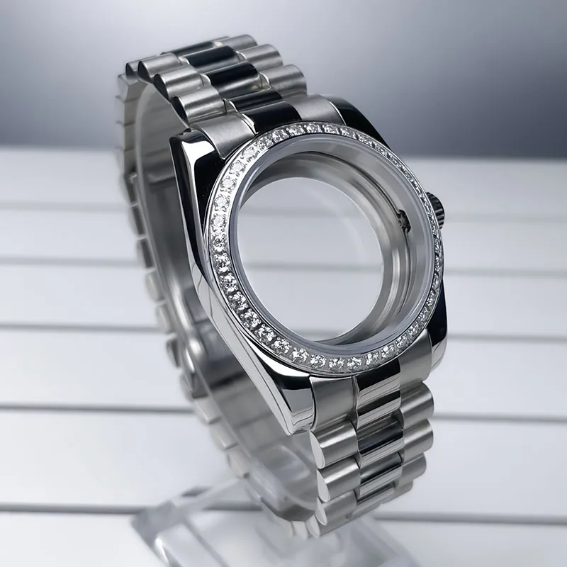 36mm/39mm Diamant Lünette NH35 Fall DJ Präsident Jubile Strap Saphirglas Mod Für NH35 NH36 Bewegung uhr Zubehör Teile – Detail 5