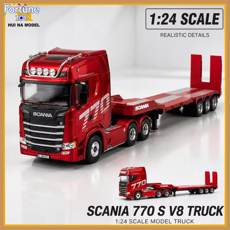 Huina 1501 Rc Truck 1/24 770S 4Wd Alloy Tractor 19Ch 2.4G Engineering Trailer With Light Sound Collectible Gift