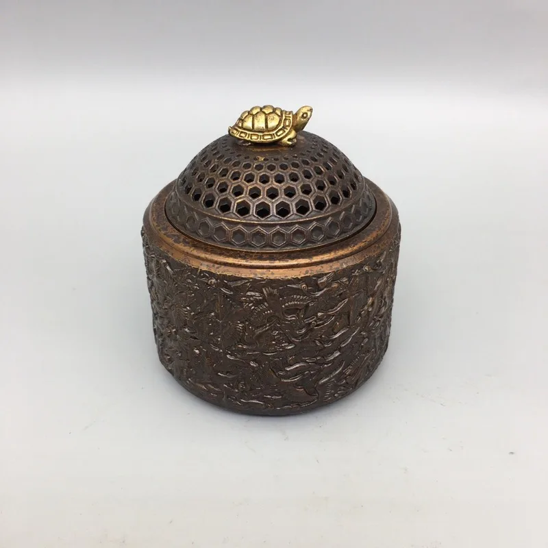 Antique Collection: Gilt Bronze Hollowed-out Thousand Cranes Incense Burner, Exquisite Auspicious Design