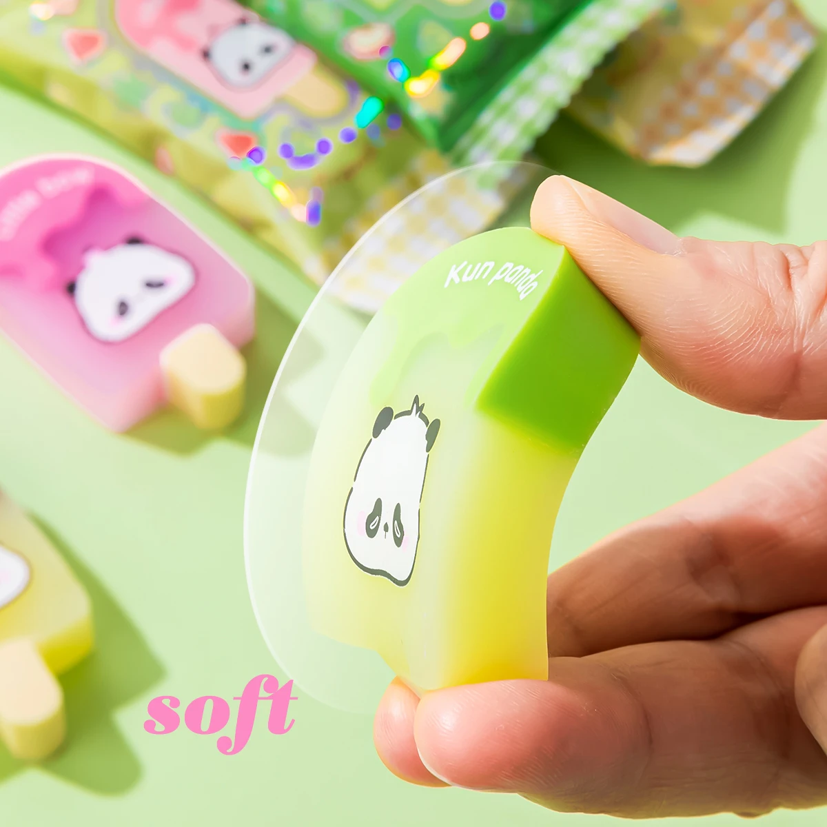 Cute Panda Eraser Student Creative Ice Cream Shape Eraser Educational Fun Desk Accessories Rubber for Mistakes Correction