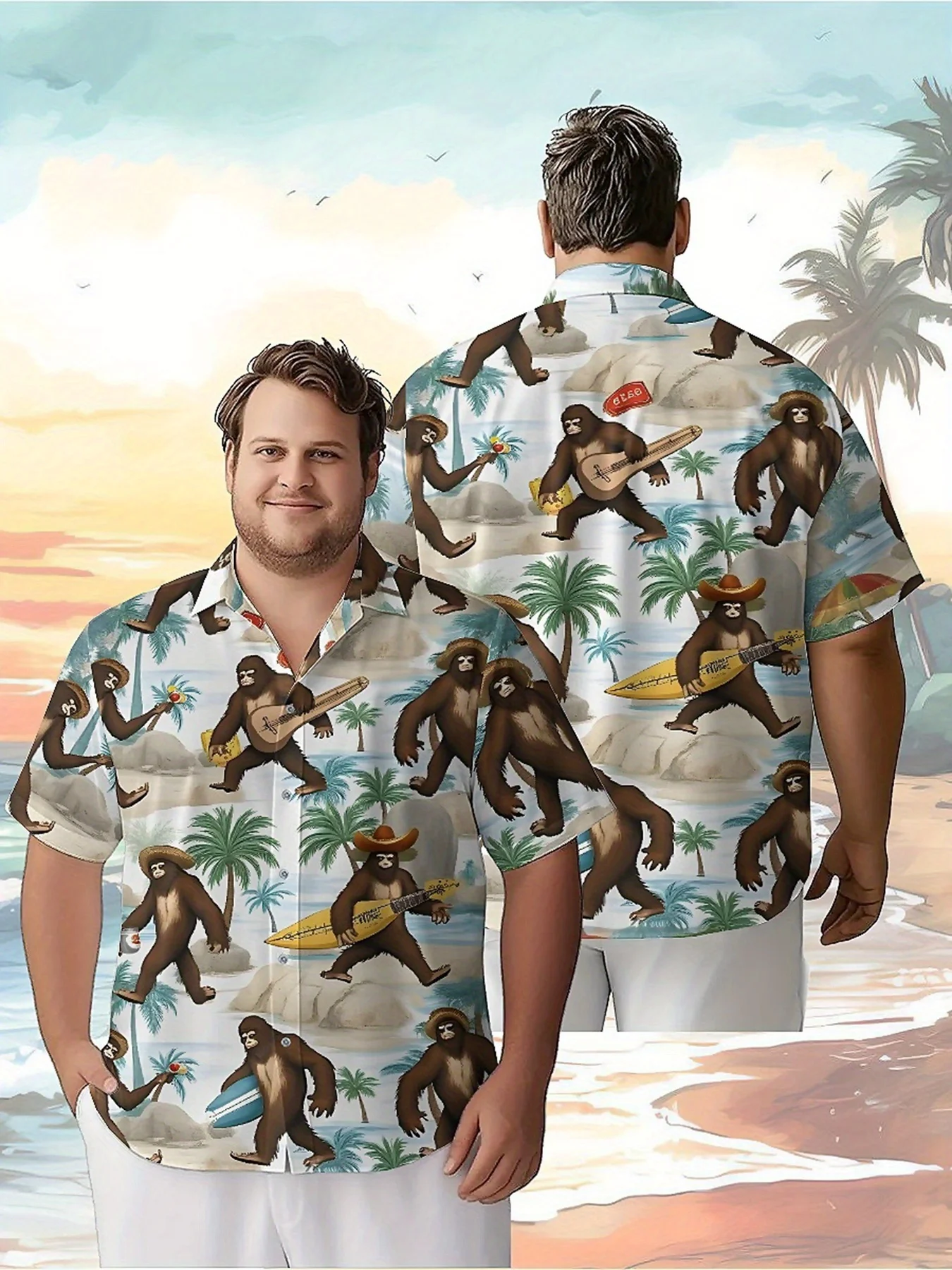 

Men's Plus Size Hawaiian Shirts Sasquatch Golfing pattern, Fashionable Aloha Shirt, Summer Casual Top,3D Unisex Clothes