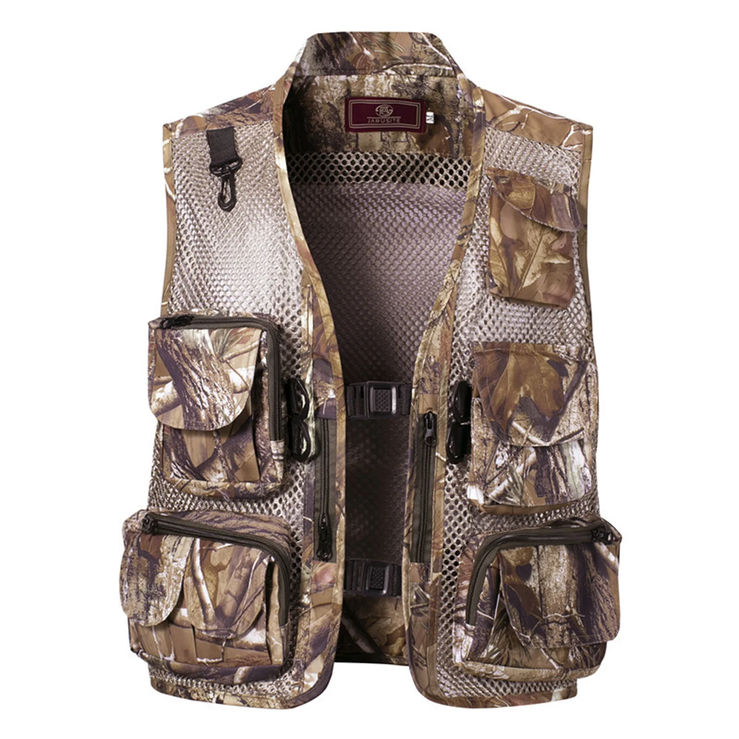 Men\'s Camouflage Hunting Vest Mesh Breathable Sleeveless Jacket Reporter Director Waistcoat Multi-Pocket Casual Fishing Vest