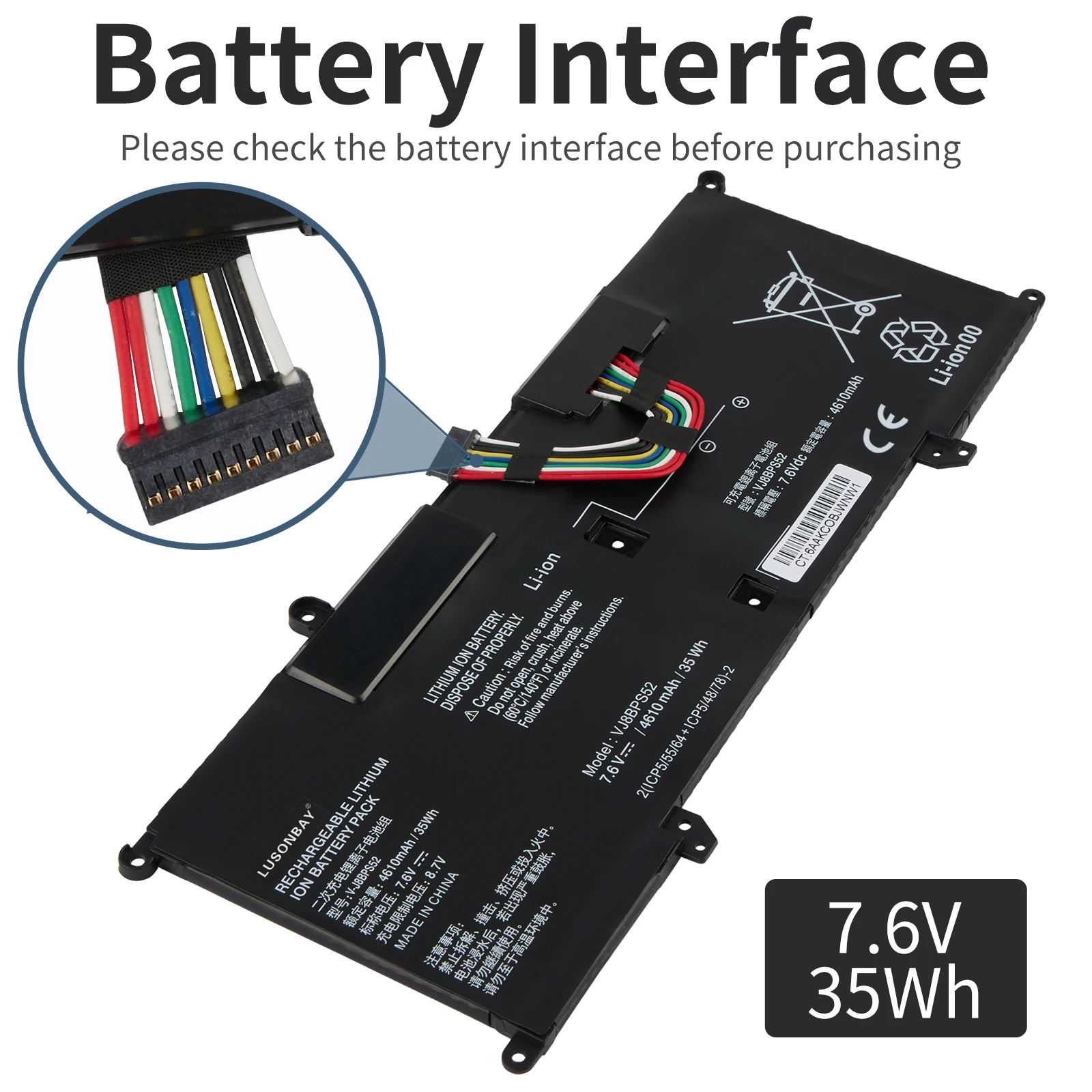 VJ8BPS52 Laptop Battery For Sony VAIO S14 S13 S11 VJS112C0111B VJS112C0311S VJS132C0711B VJS132C0811S VJS141C0111R  7.6V 35Wh