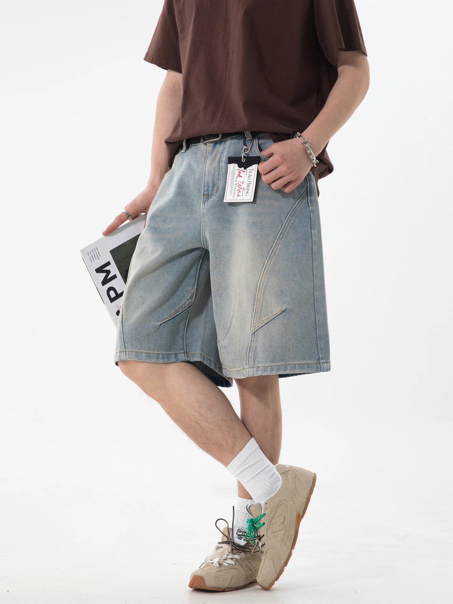 

Wukong Has Sto Trendy American Waed Vintage Jeans orts Men's Loose Straight Leg Five-Quarter Length Casual Wear