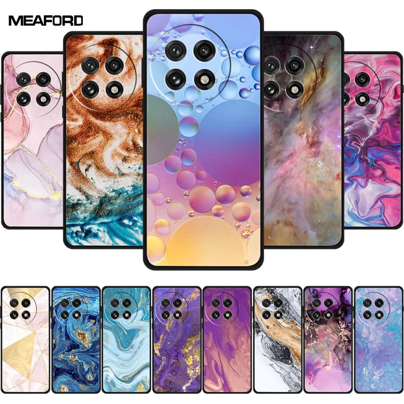 Marble Soft Case For Oneplus 13R Fashion Black Edge Capa Silicone Back Cover Shockproof Phone Case for Oneplus ACE 5 ACE5 Pro