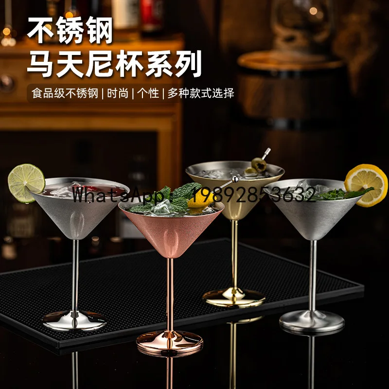 stainless steel martini glasses metal cocktail glasses triangle glasses creative goblets bar goblets
