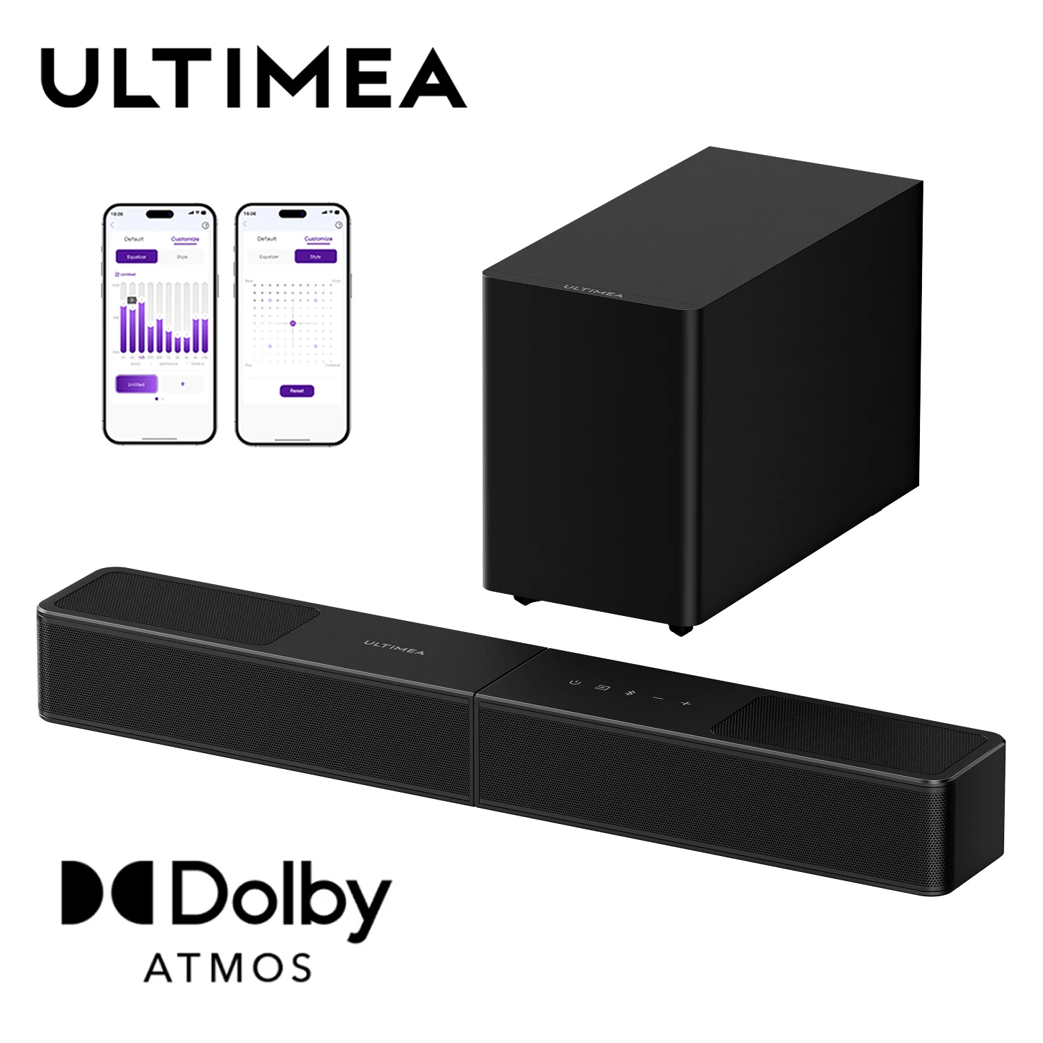 

ULTIMEA Poseidon M70 3.1.2CH Dolby Atmos Soundbar with 5.25" Wireless Subwoofer, Home Theater TV Speaker, App Control, BassMX