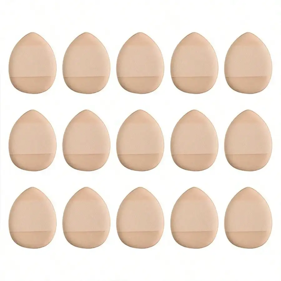 RANCAI 15/30/60/100 Pcs Mini Finger Powder Puffs With PU Cover, Soft Puffs Expand When Wet, Dual-Use Dry & Wet Makeup Tools
