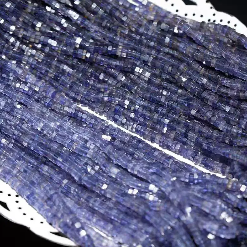 Iolite BLUE roundelle faceted 5-7mm 20cm wholesale for DIY jewelry necklace  LOOSE BEADS