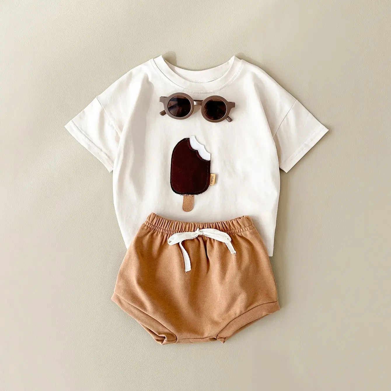 Summer Baby Children Clothing Newborn Set Short T-Shirt+Triangle Shorts Cotton Print Casual Vacation Boy Girl 2PCS Baby Suit