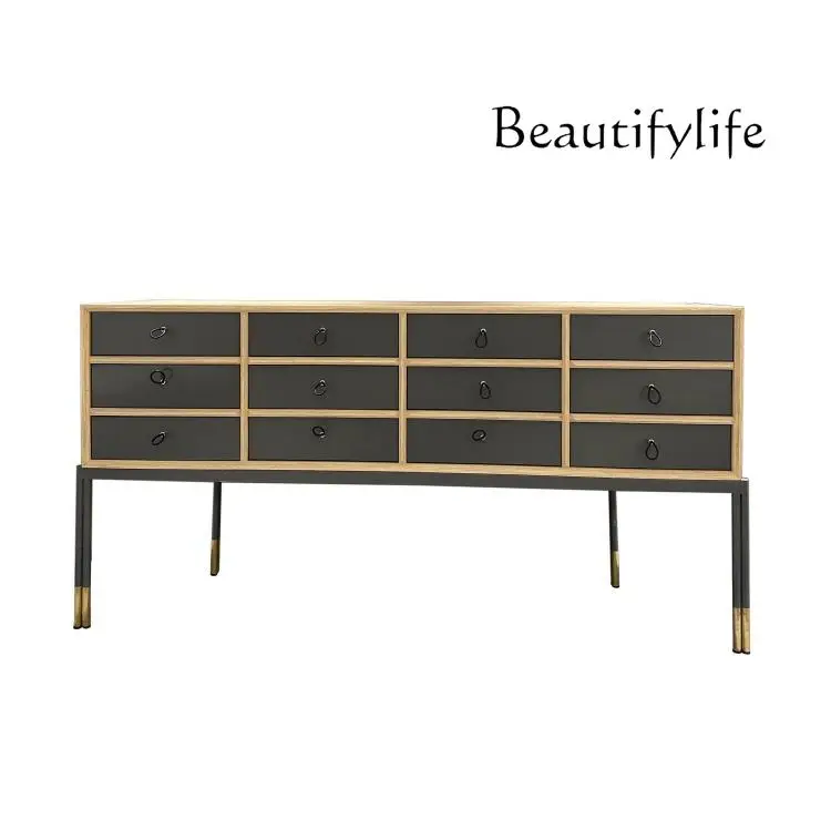 

Light luxury minimalist solid wood porch cabinet, high-end living room multi-drawer cabinet, Nordic designer chest cabinet