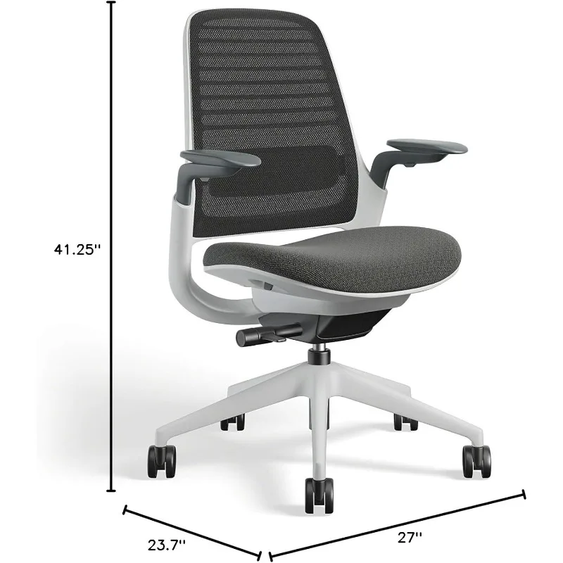 Ergonomic work chair with wheels for hard floors - helps improve productivity