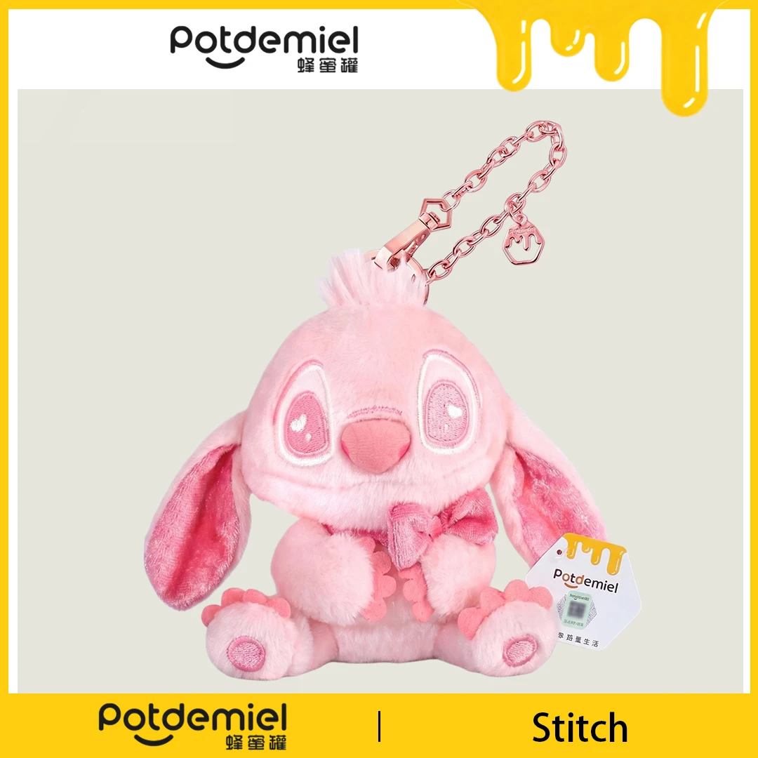 

Potdemiel Disney Pink Bow Angel Plush Keychain Super Soft Fluffy Bag Charm Cartoon Ornament Gift for Teens Fans Collectors
