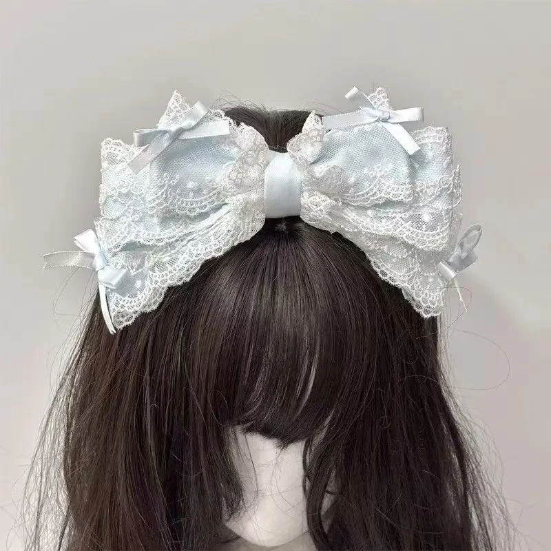 Lolita Retro Style Big Lace Bow Headband, Elegant Lace Craft, Comfortable Hair Hoop, Cute Cosplay Headdress, Hair Accessory