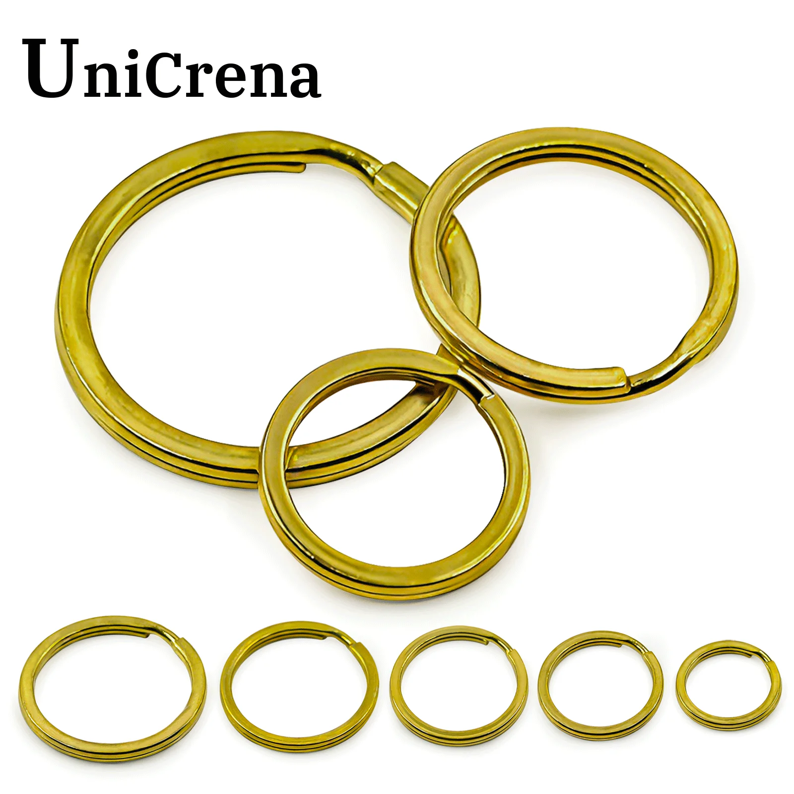 UniCrena Solid Brass Split Key Rings Bulk Heavy Duty Flat Key Ring for Dog Tags, Car and Office Keys Home DIY Backpack Keychain