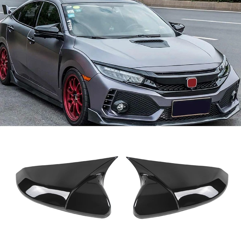 

Rear View Side Mirror Cover Rearview Caps For Honda Civic 10Th 2016 2017 2018 2019 2020 Accessories, 2PCS Black