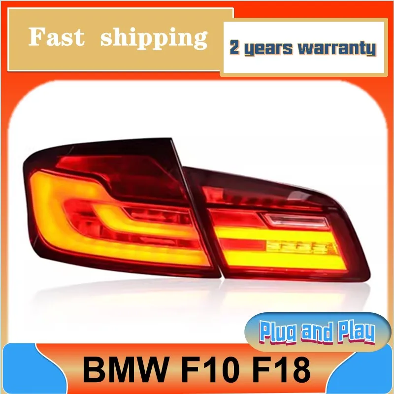 Styling mobil untuk BMW F10, lampu belakang 2011-2017 F18, lampu 5 seri, lampu belakang DRL, rem kabut, sinyal belok, mundur