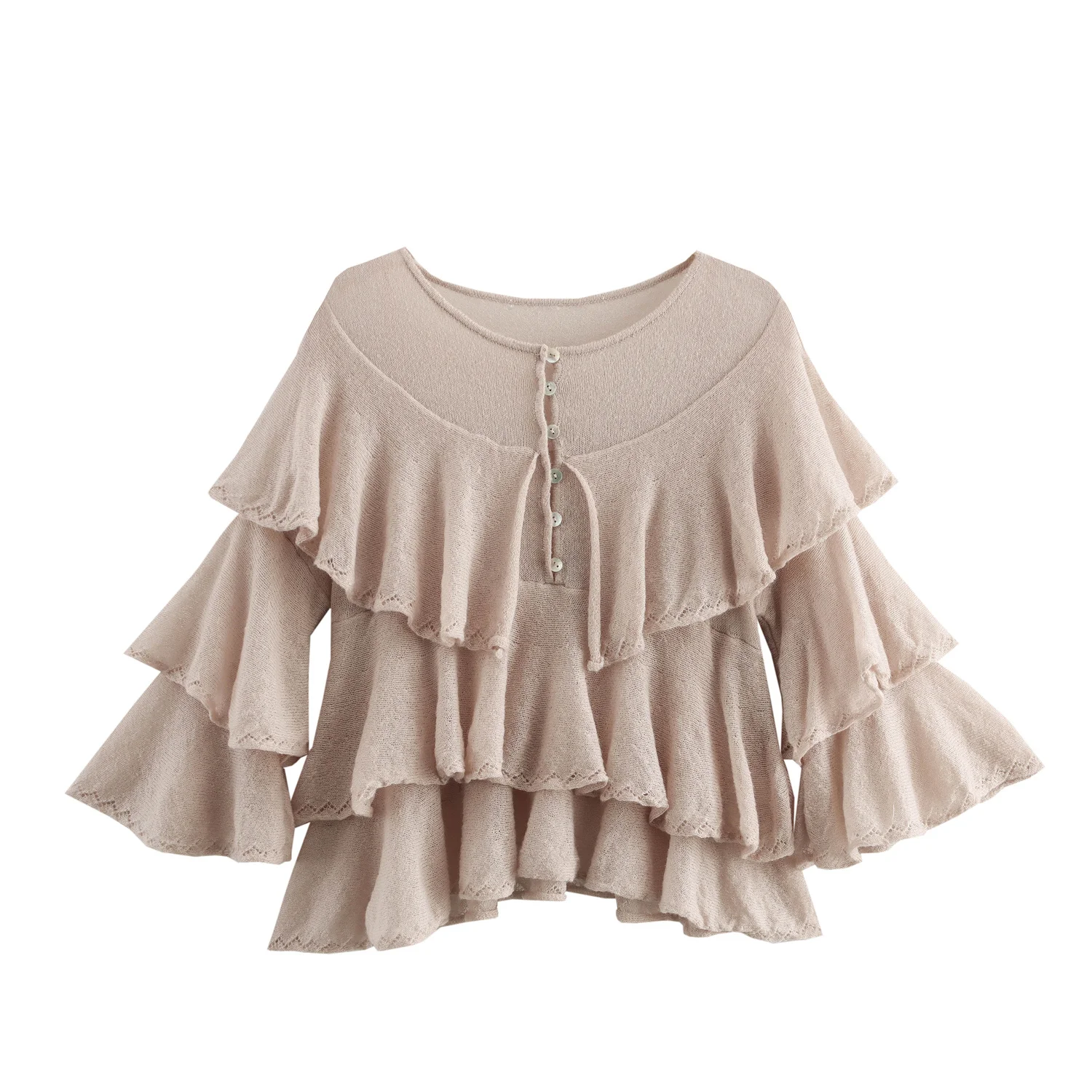 

Rindu TRAF 2025 женские многослойные декоративные вязаные топы, рубашки, рубашки и блузки, популярная корейская одежда, блузка, элегантный топ Y2K