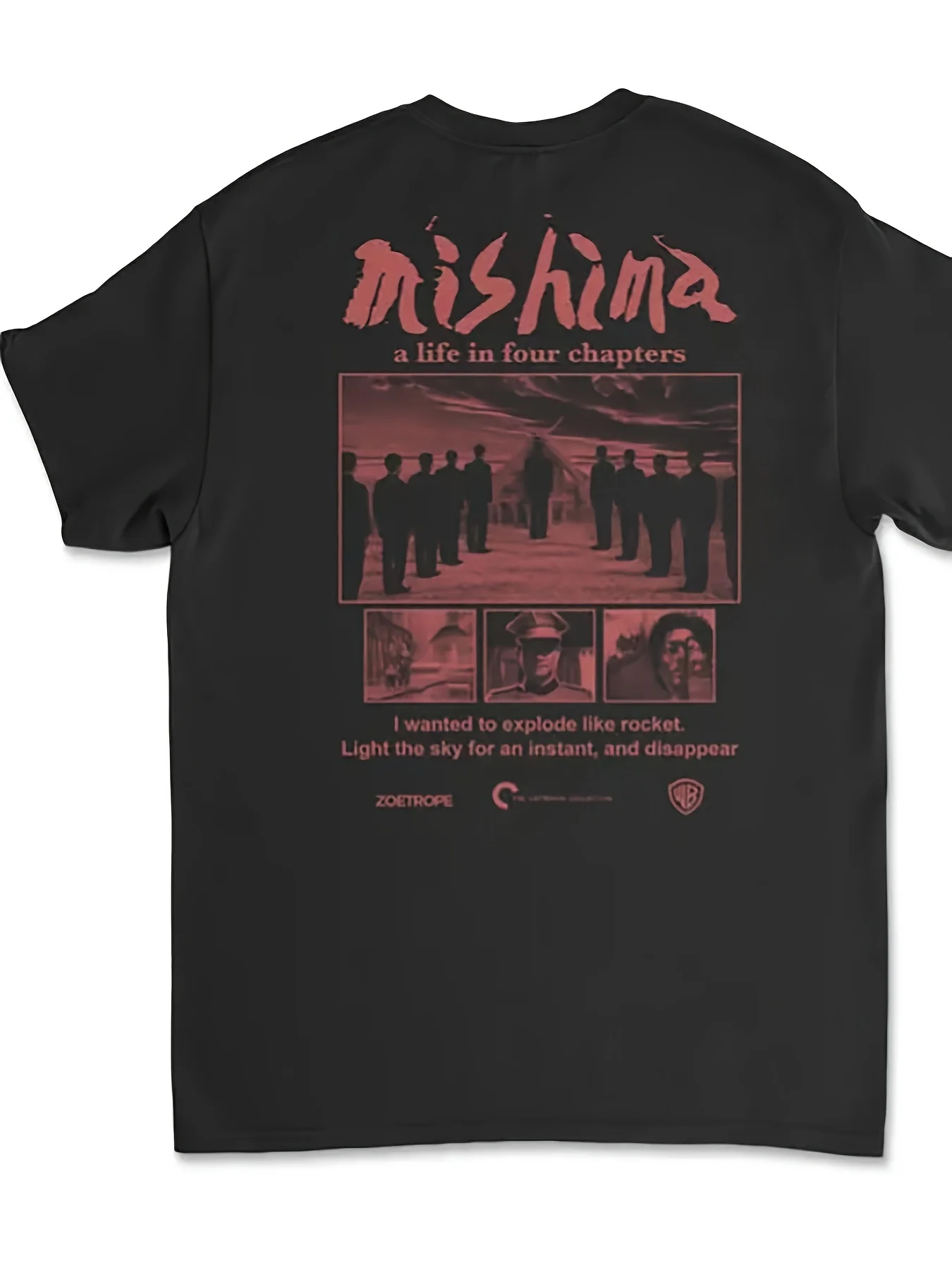 T-shirt rétro sur la biographie du film Mishima: Four Chapters of Life, T-shirt au design Schrader, pur coton, toutes saisons, t-shirt pour couple