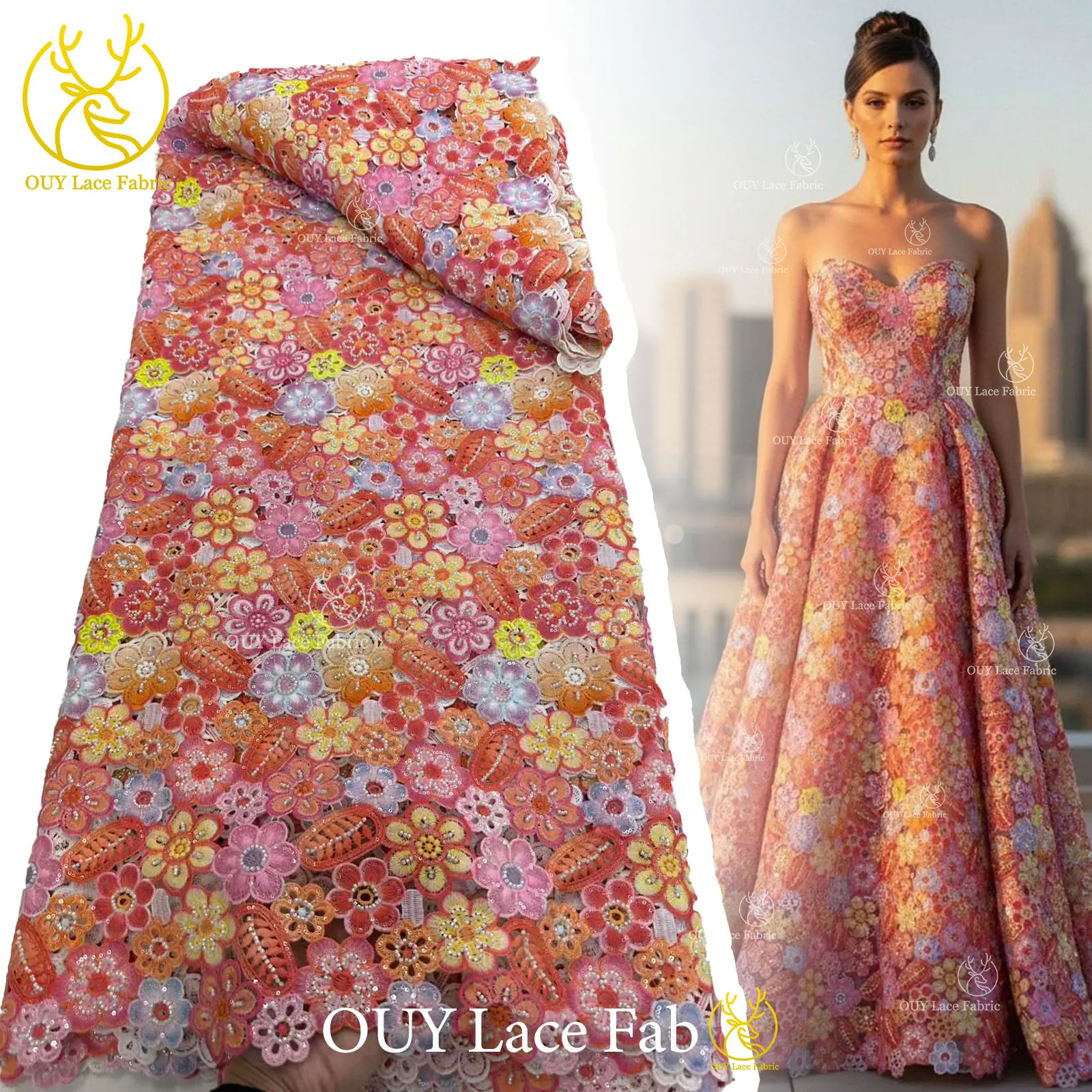 

Модная африканская вышитая кружевная ткань с цветочным узором 2026, французское кружево с вышивкой, бисером и пайетками для свадебных и праздничных платьев