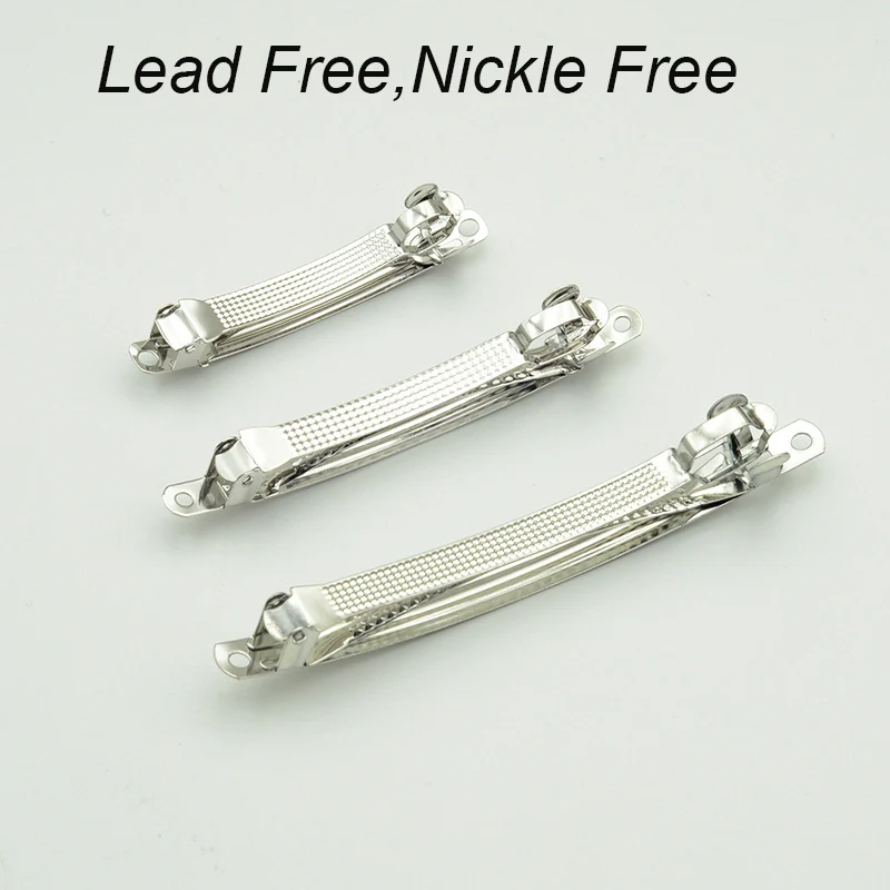 20PCS 6cm 8cm 10cm Double Locked Slim Checked Metal French Barrette Silver Steel Hair Clips for DIY Hairbows Hair Accessories