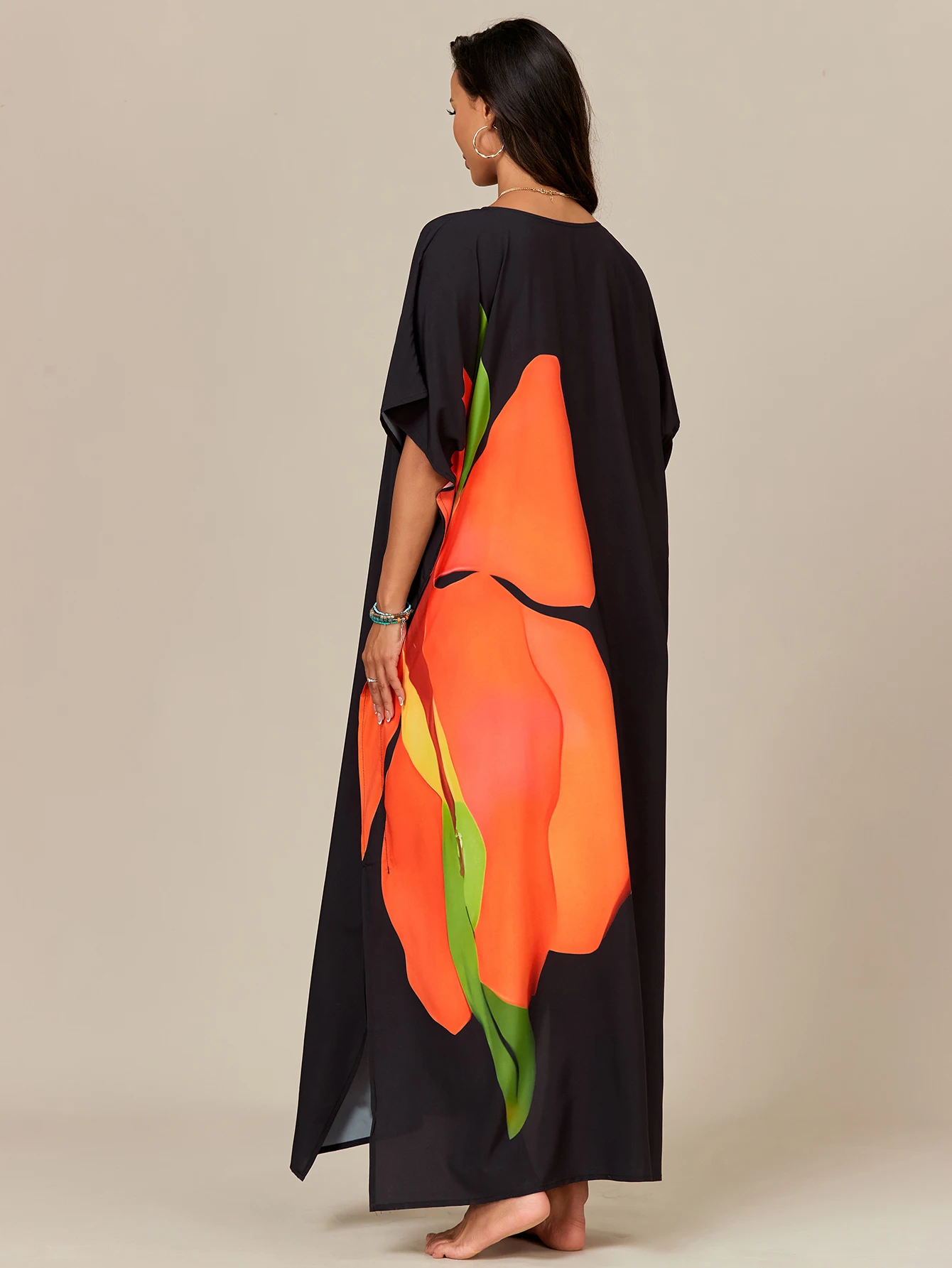 Women's Kaftan Dresses, Colorful Print Mrs Roper Caftan, Bathing Suit Cover Ups Beach Dresses