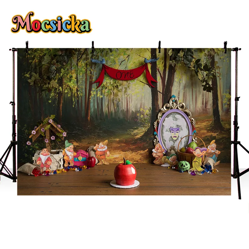 Mocsicka Baby 1st Birthday Party Photography Background Fairytale World Forest Backdrop Cake Smash Customisable Banner Studio