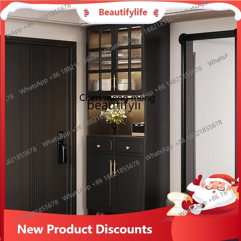 

zq1American retro heightened shoe cabinet storage cabinet integrated against the wall into the foyer porch storage cabinet