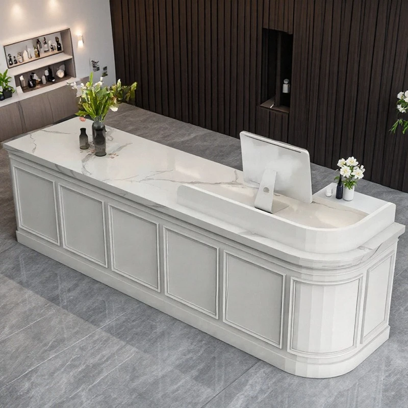 Vintage Counter Reception Desks Accesories Black Industrial Shelves Reception Desks Beauty Salon Empfangs Theke Office Furniture