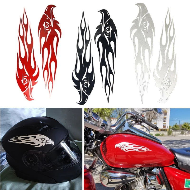 2 Pcs Car Stickers DIY Eagle Flame Pattern Reflective Scooter Cool Decal Reflective Styling GTWS