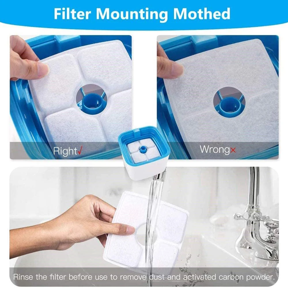 Pet Fountain Replacement Filters Cat Water Drinking Flower Spring Activated Carbon FilterFor Pet Dog Round Fountain Dispenser